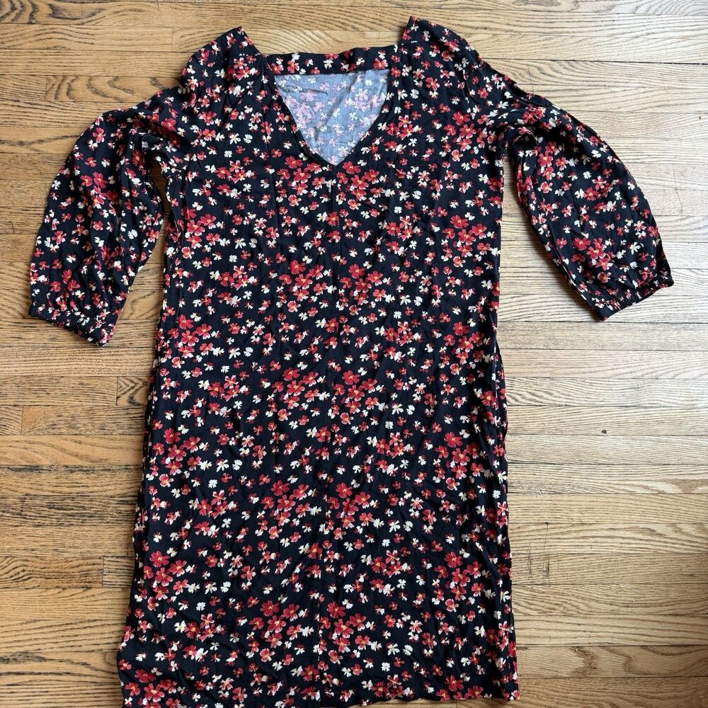 GAP Shift Dress Women Small Black Floral Office Career Garden Dainty Knee Length